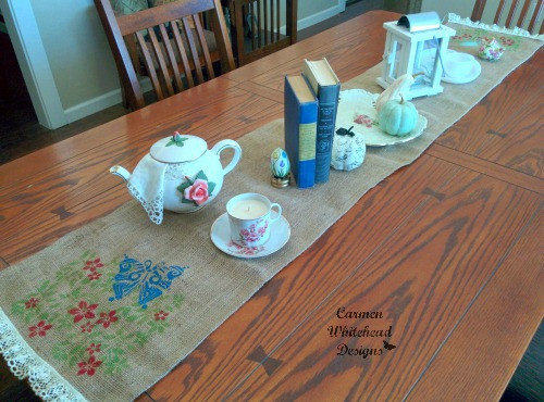 Spring Burlap Table Runner