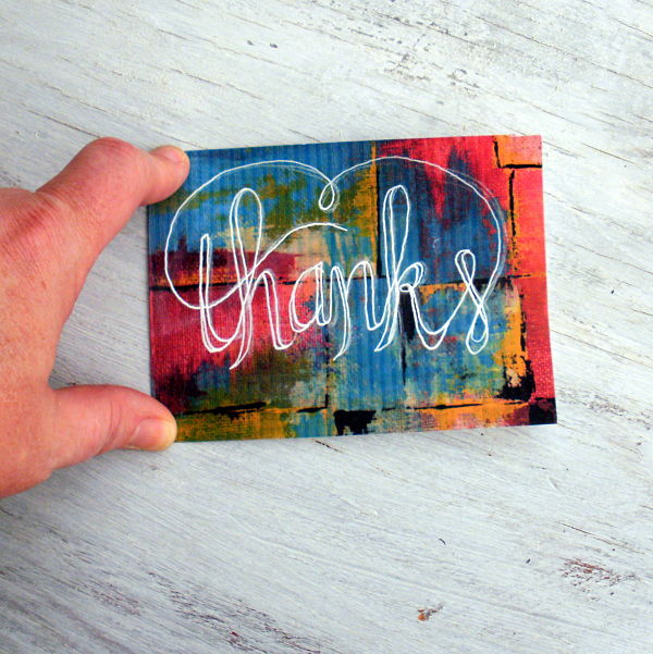 Faux Calligraphy Upcycled Art  Card