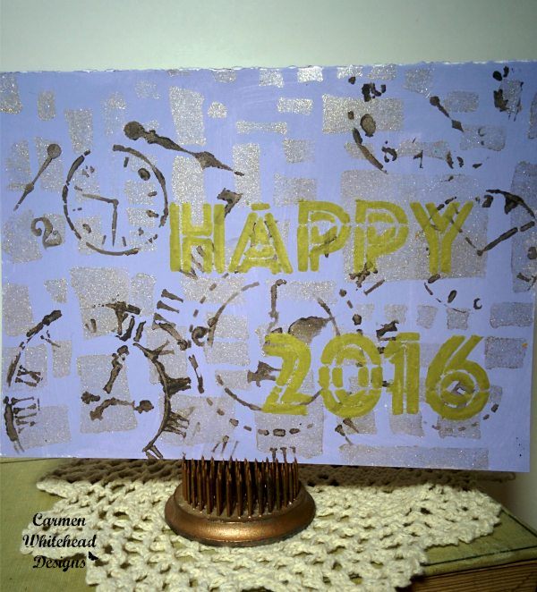 Happy New Year card created by www.carmenwhitehead.com for Bella Crafts Publishing