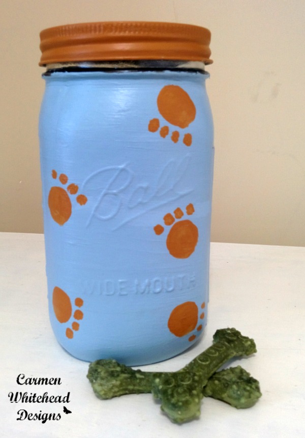 Dog treats mason jar project created by www.carmenwhitehead.com for Bella Crafts Publishing