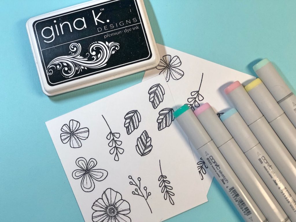 Stamp images with inkpad and color with markers