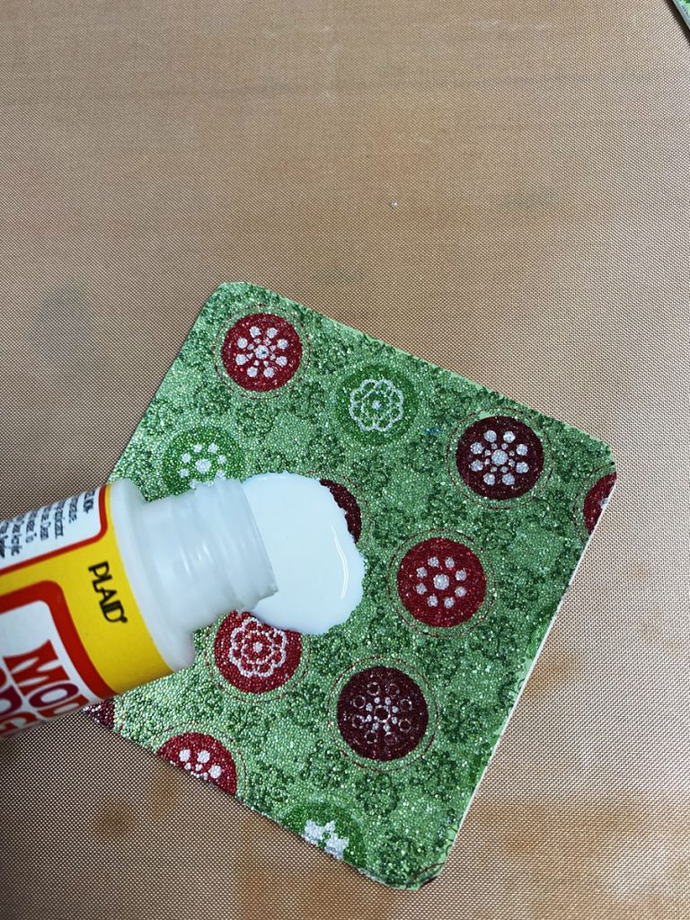 Glasslets Micro Beads Christmas Coasters Pour Mod Podge onto the top