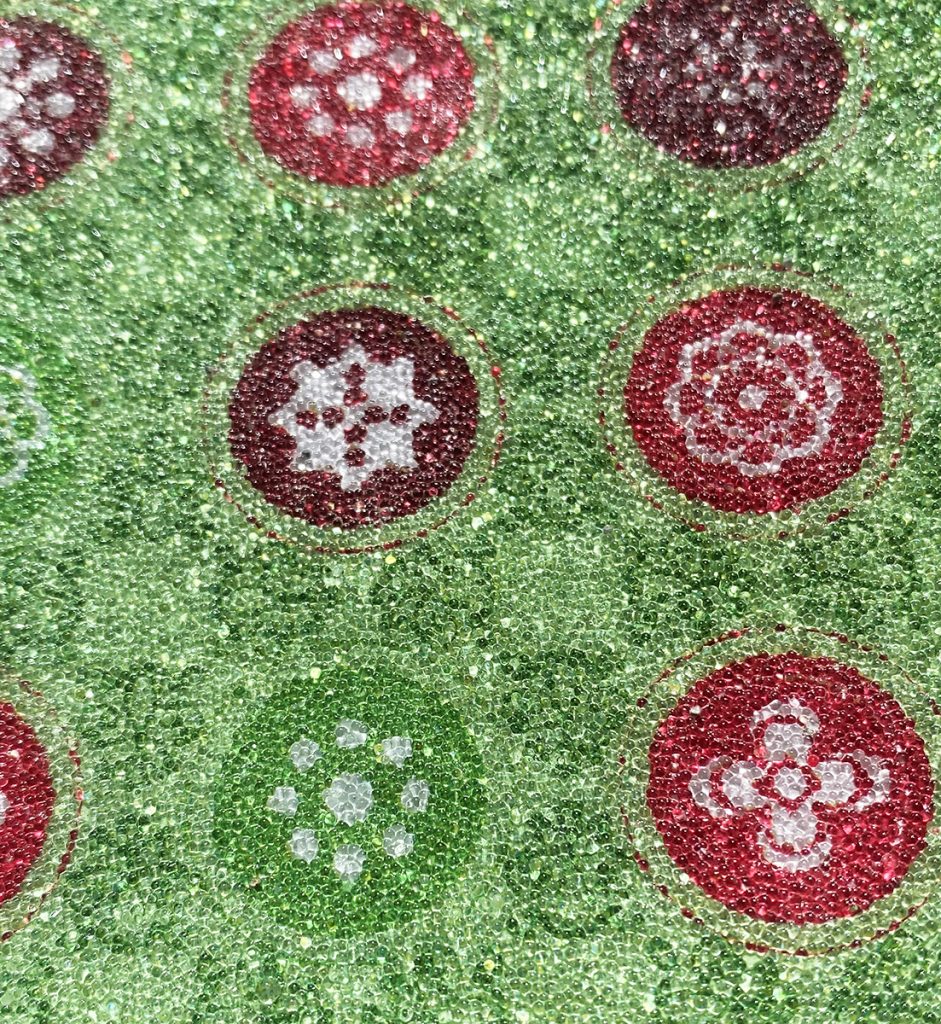 Close up of the Glasslets Micro Beads Christmas Coasters