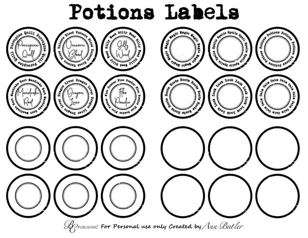 Harry Potter Themed Small Circle and Blank Potions Label Printables