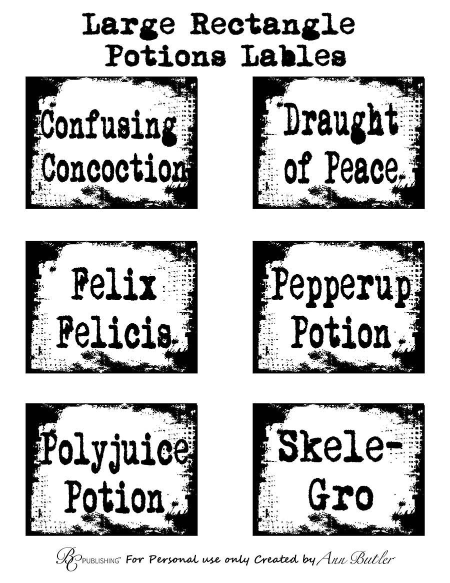 Large Rectangle Potions Labels