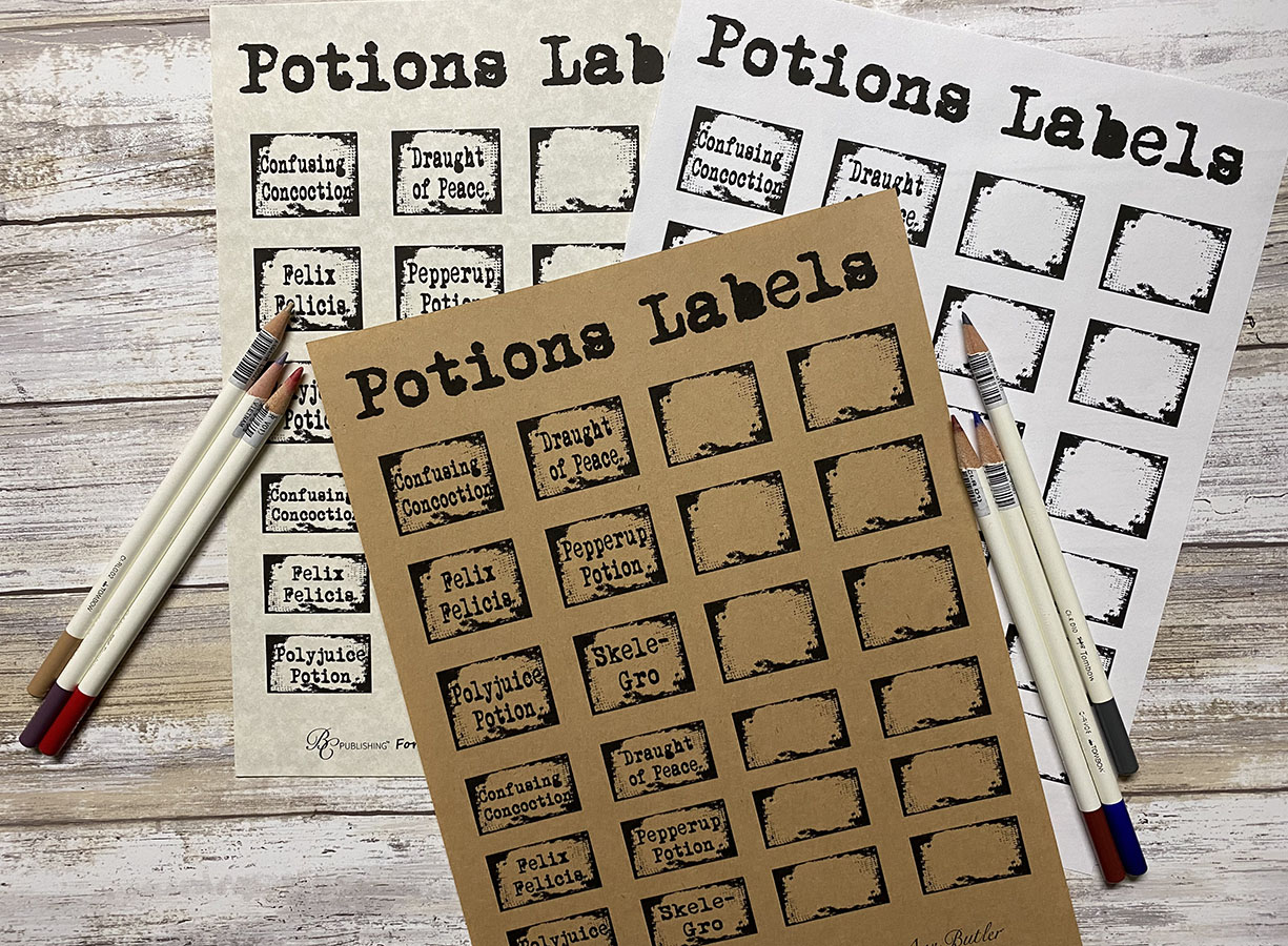 Potions Label Printables in three colors