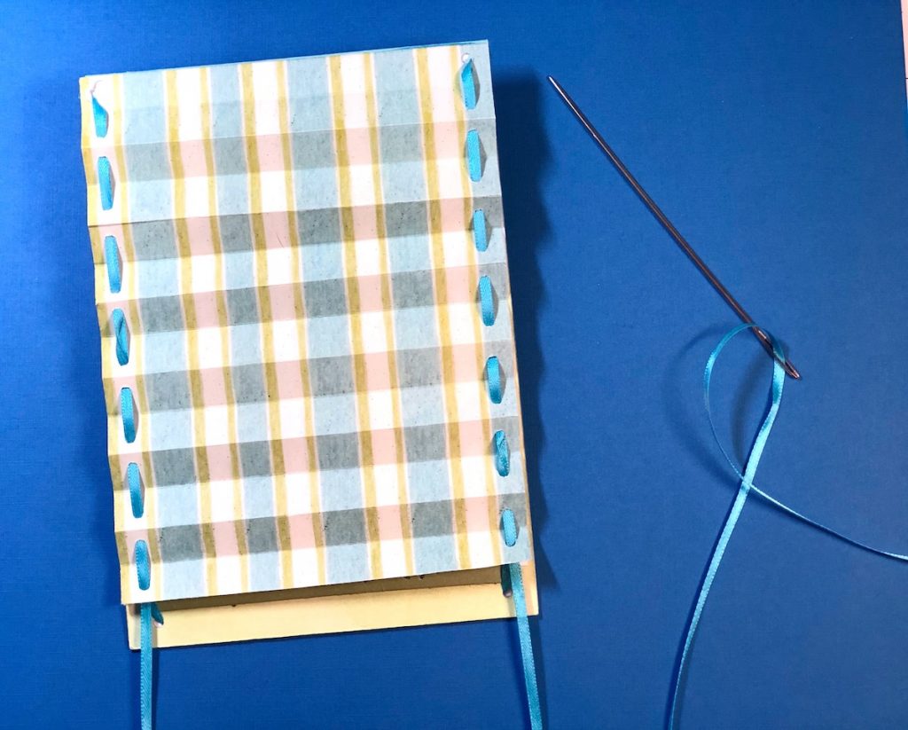 Thread Ribbons Through Holes in Card