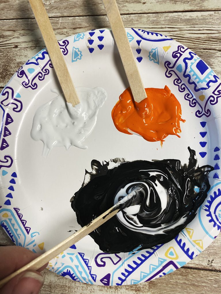 Enamel Paint Technique: mix paint into glue