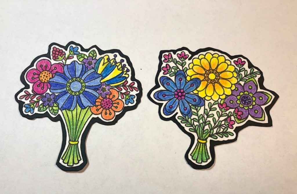 Stamped images colored and cut out