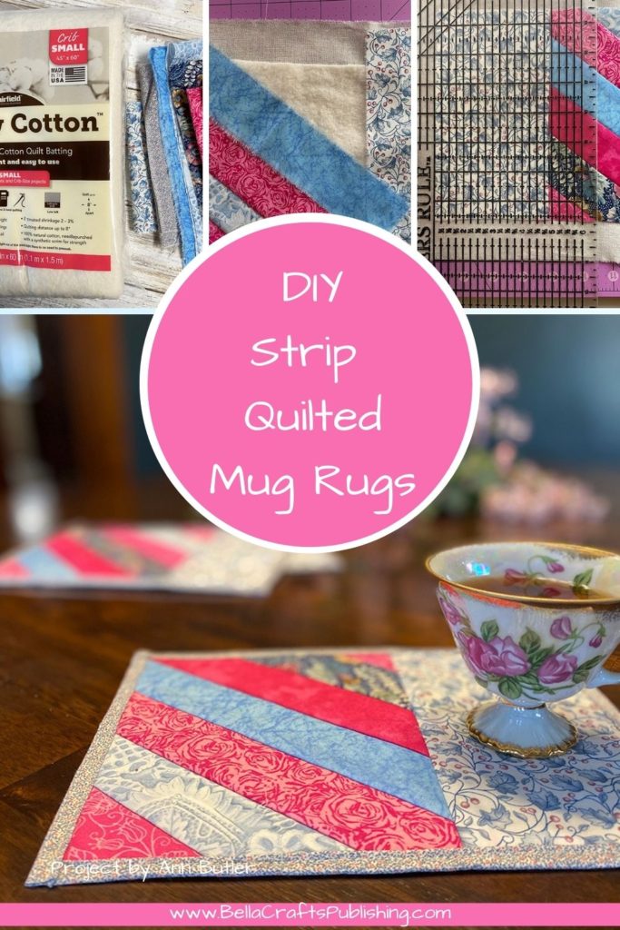 Easy Strip Quilted Mug Rug Pin