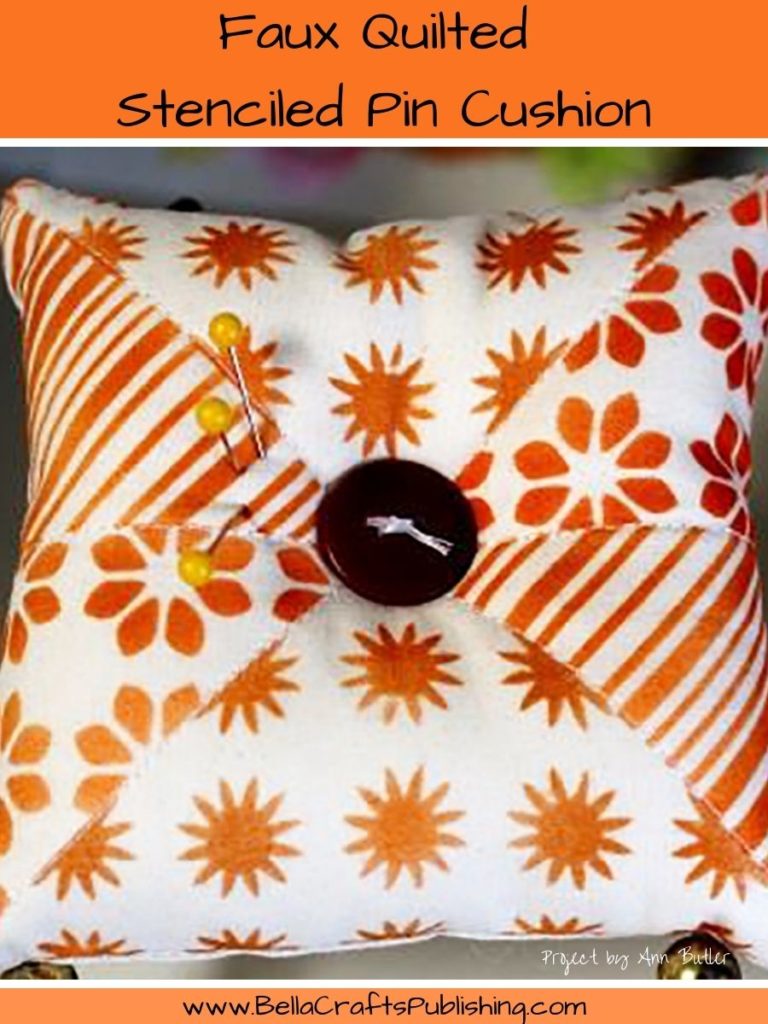 Faux Quilted Stenciled Pin Cushion PIN