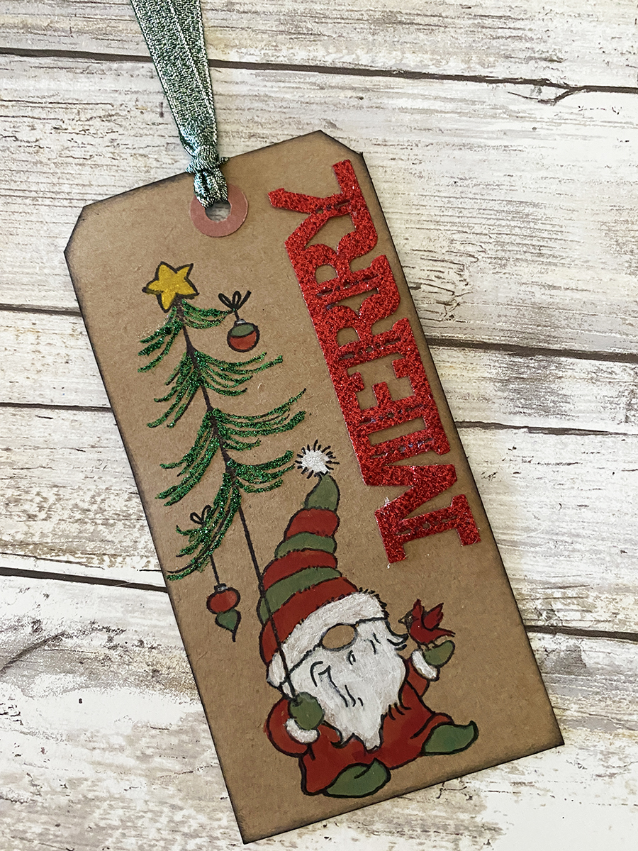 Stamped & Glittered Christmas Tags