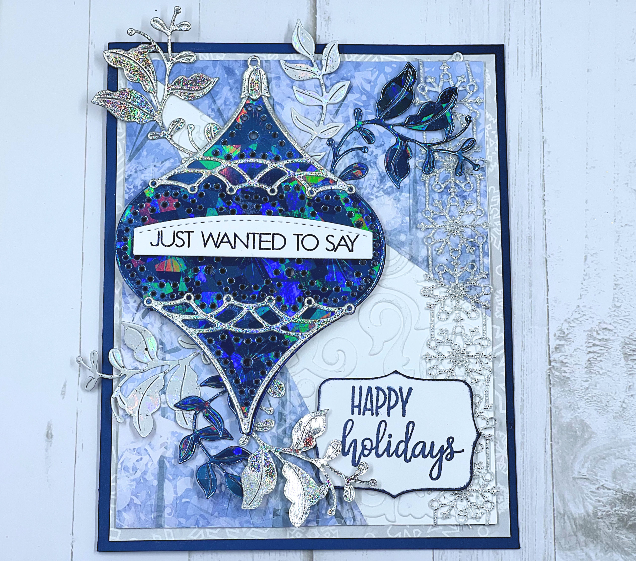 Blue Foiled Holiday Card